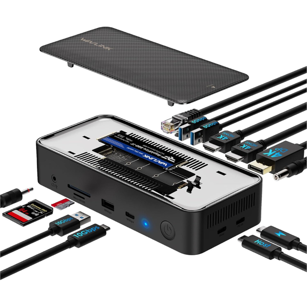 WAVLINK 13 in 1 USB-C Hub with 5Gbps M.2 PCIe/SATA SSD Enclosure