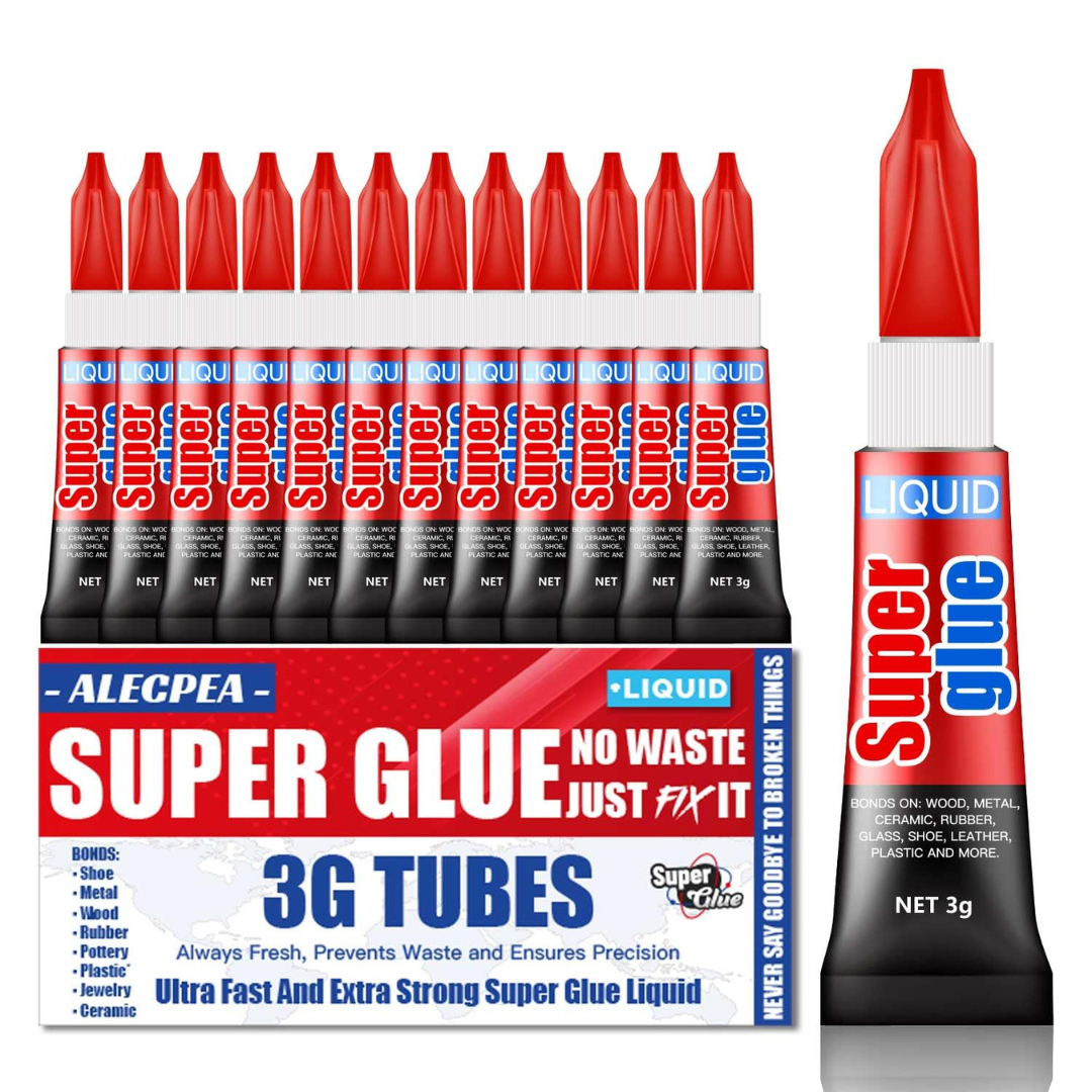 12-Pack Single Use Super Glue Liquid (3 Gram)