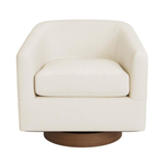 2-Set Beige Swivel Club Chairs With Solid Wood Base