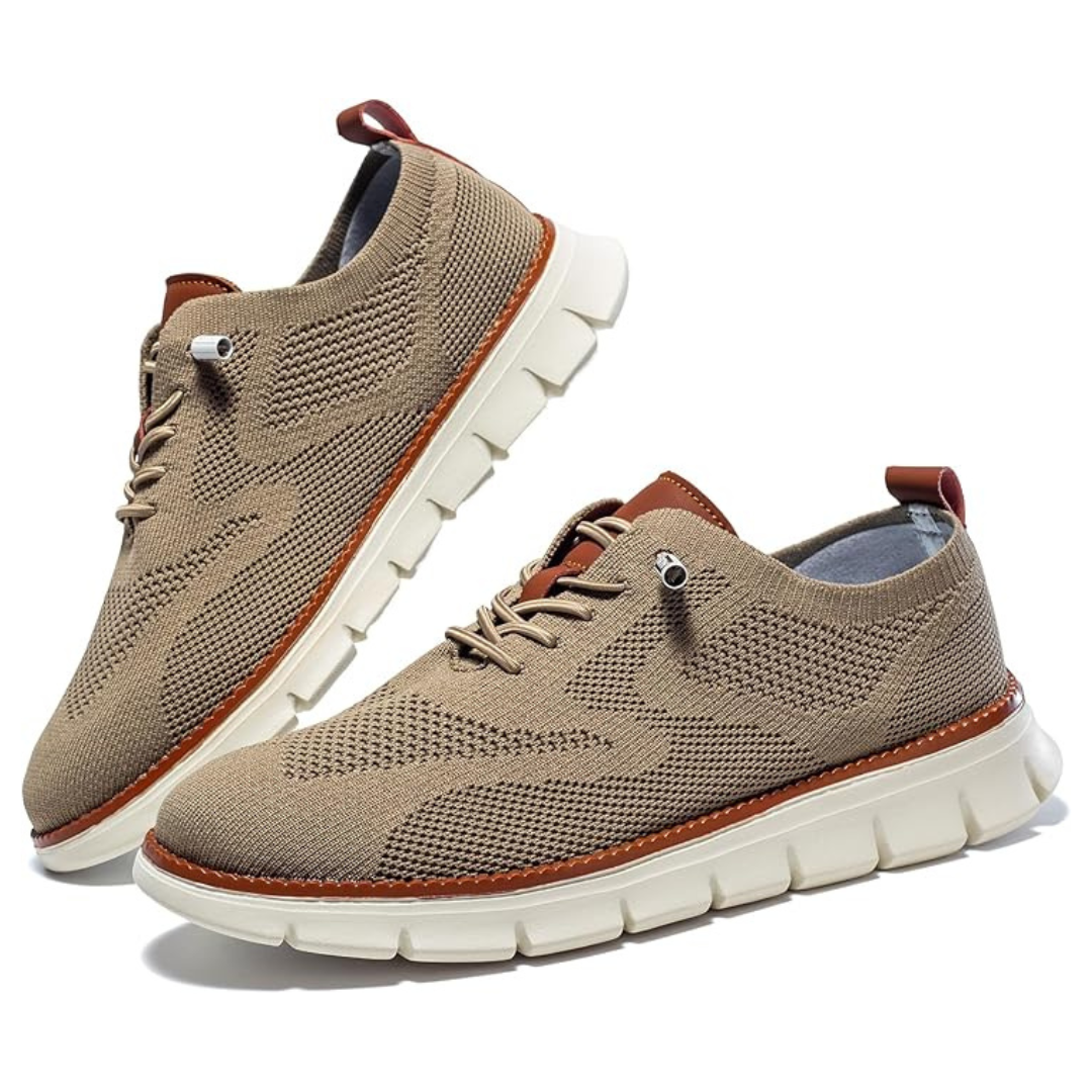 Men's Lightweight Knit Mesh Urban Walking Shoes (Khaki)