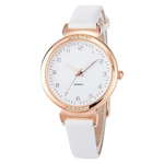 Nuovo Women's Crystal Accented Leather Strap Wrist Watch