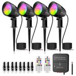 4-Pack 15W RGBW Low Voltage Landscape Color Changing Spotlight