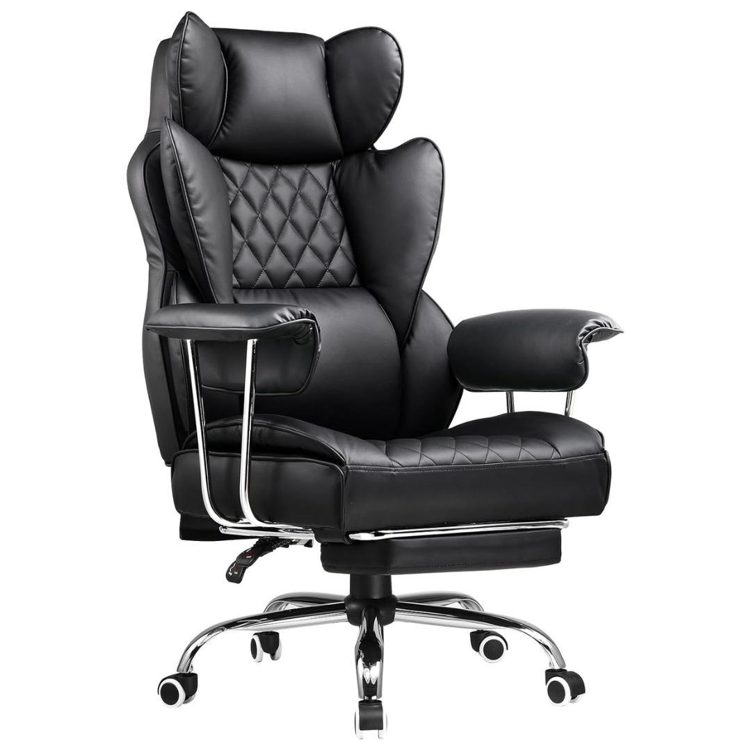 Comhoma High Back Leather Gaming Chair With Footrest