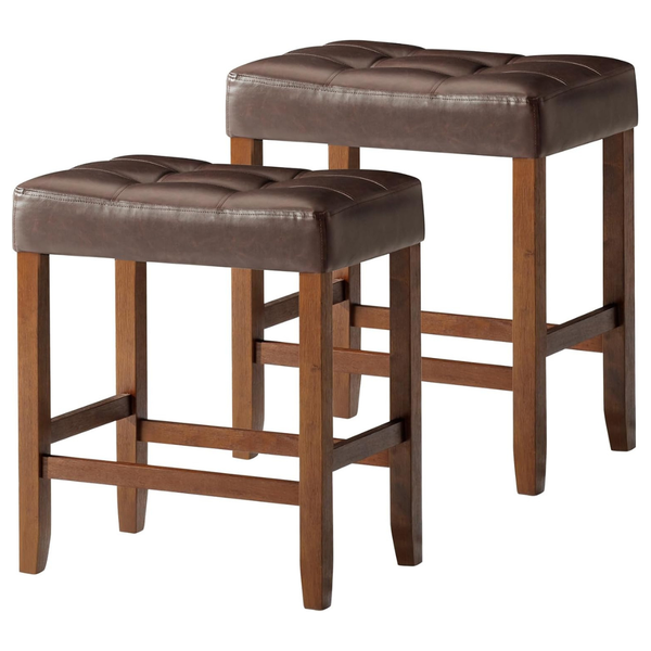 26" Tall Counter Height Backless Stool W/ Leather Seat