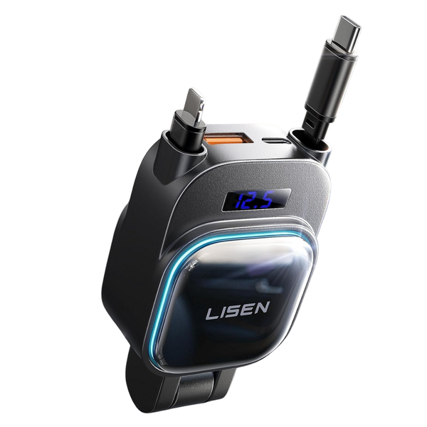 Lisen 96W 4-Port USB-C Retractable Car Charger