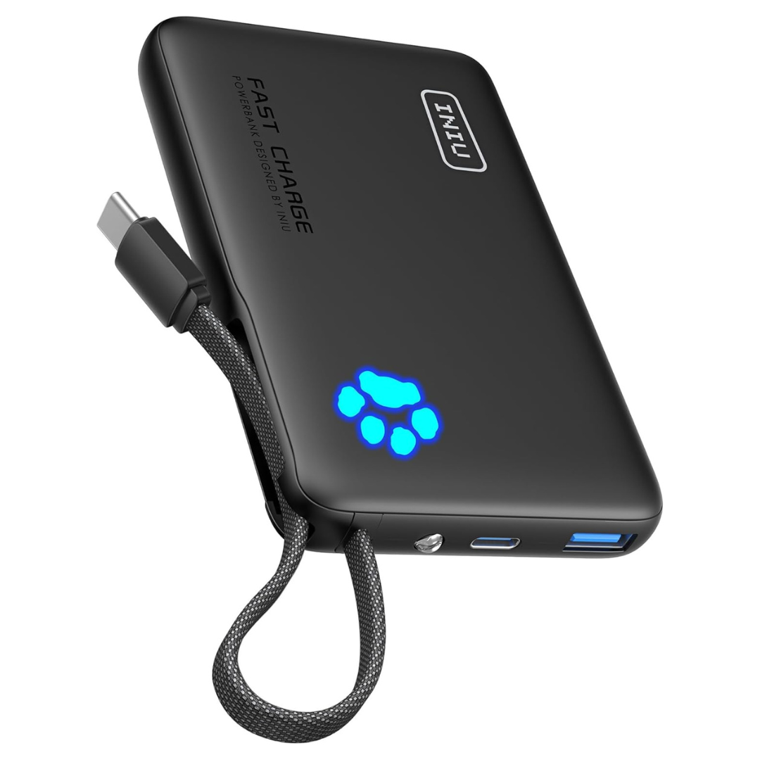 INIU 45W 10000mAh Power Bank W/ Built-in USB C Cable