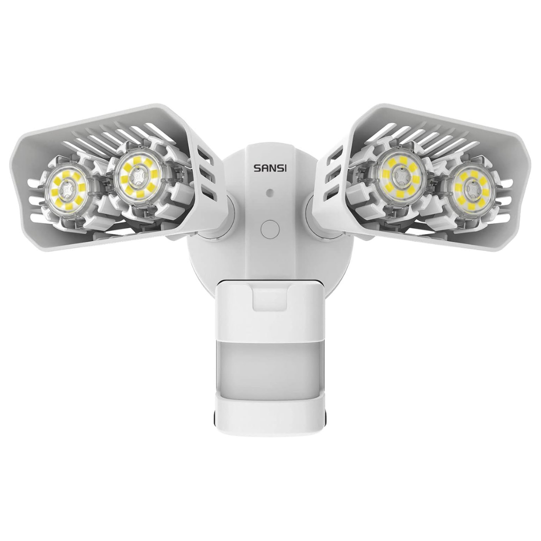 Sansi 18-Watt White Motion Activated Outdoor Integrated LED Flood Light