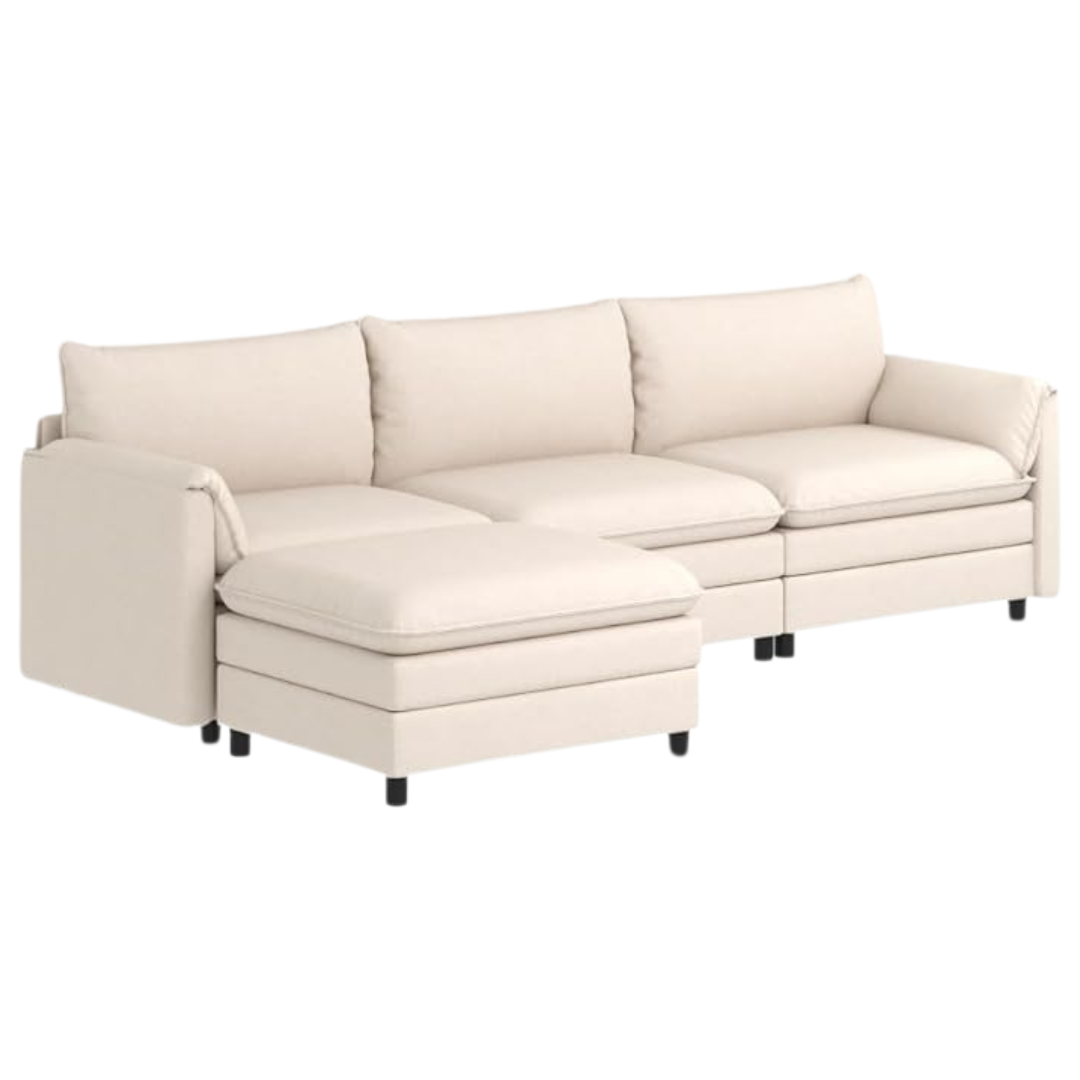 Flexispot 3-Seater L-Shaped SF6 Modular Sectional Sofa (White)