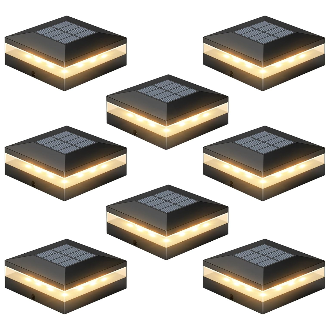 8-Pack IP65 Waterproof Solar Post Cap Lights (2 Colors)