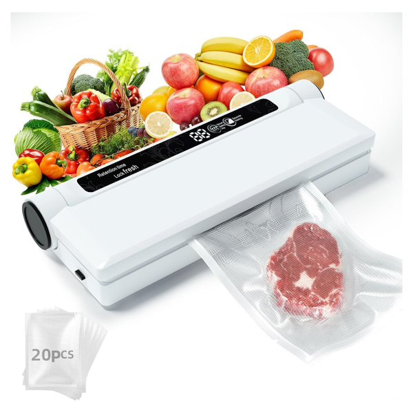 75kpa Food Vacuum Sealer Machine W/ Dry/Wet Modes & 20-Bags