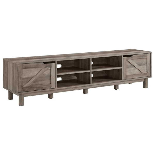 70" Walker Edison Tinsley Rustic Barn-Door Low TV Stand (Grey Wash)