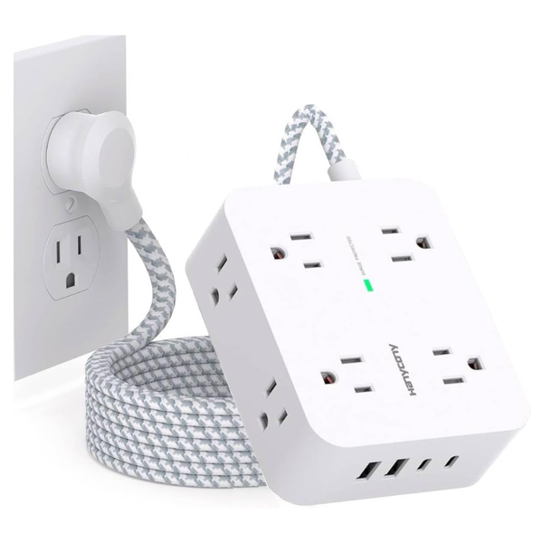 8-Outlets 4-USB Port Surge Protector Power Strip W/ 5-Ft Cord