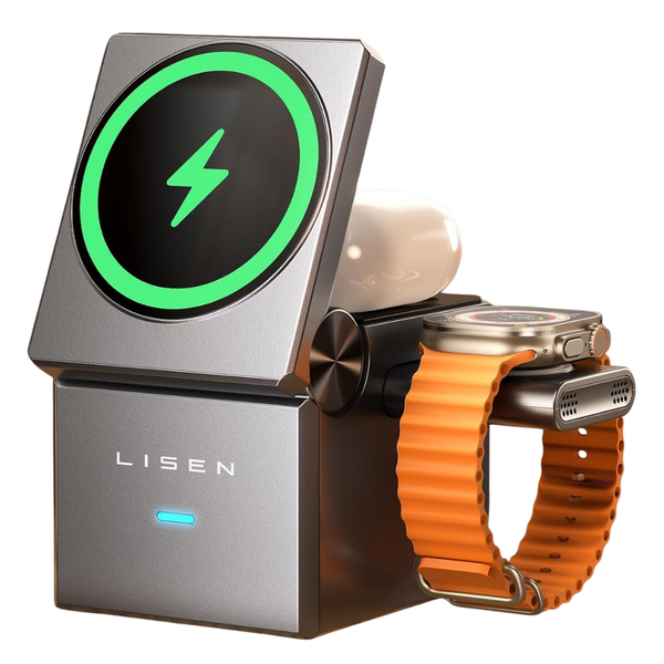 Lisen 3-In-1 Cube Wireless Charging Station For iPhone, iWatch & AirPods