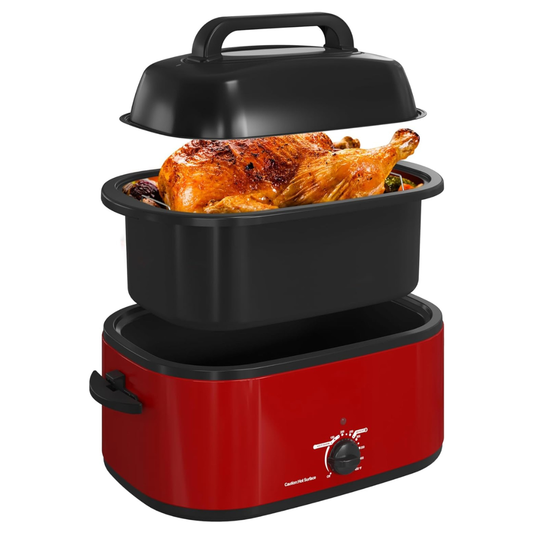 RoyalCraft 24-Quart Electric Roaster Oven W/ Visible Self-Basting Lid