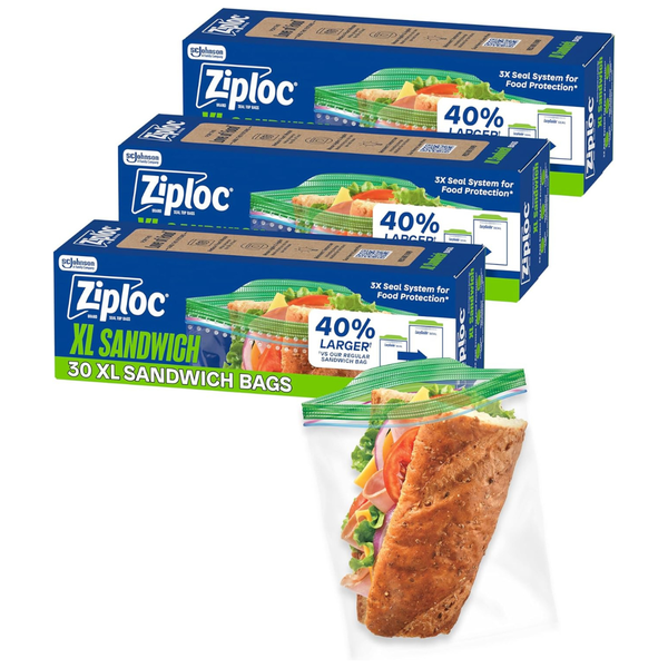 90-Count (3 x 30-Count) Ziploc Reusable Sandwich And Snack Bags