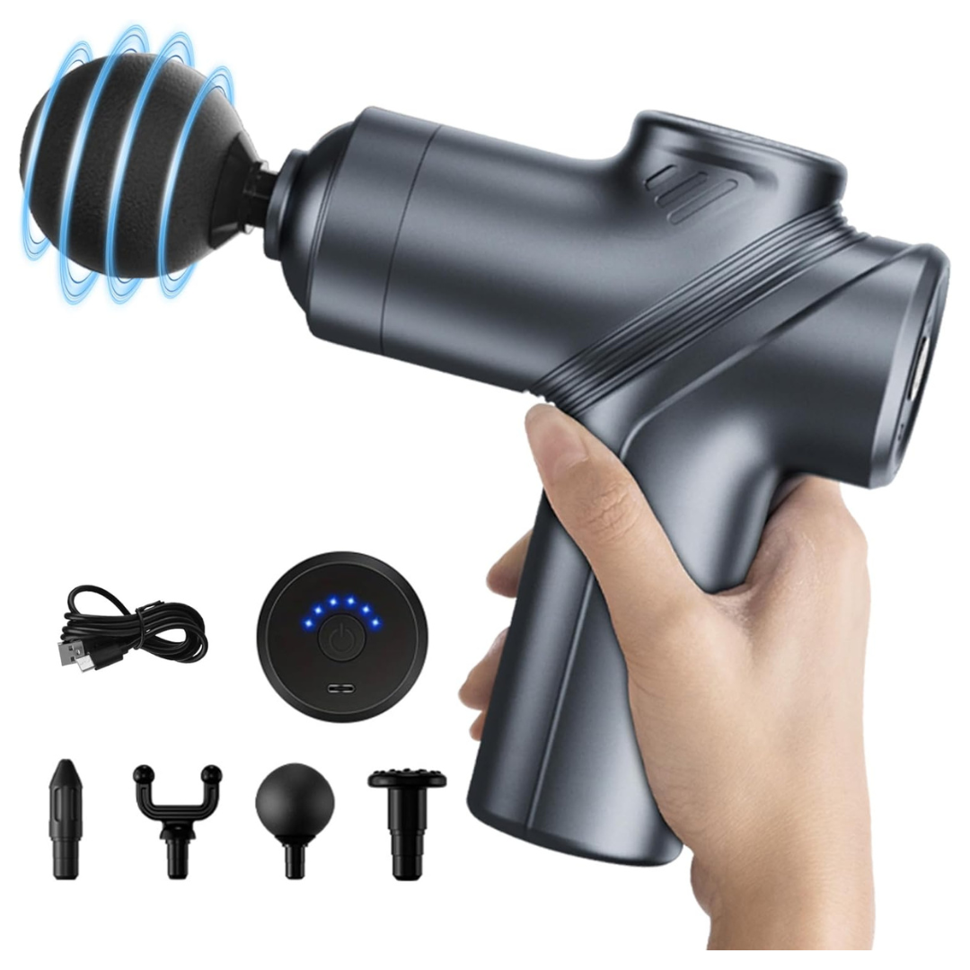 Silent Deep Tissue Massage Gun With 4 Heads