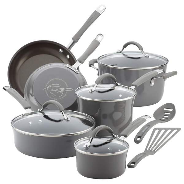 12-Piece Rachael Ray Cucina Nonstick Cookware Set (4 Colors)