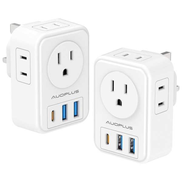 2 Pack US To UK Plug International Power Adapter