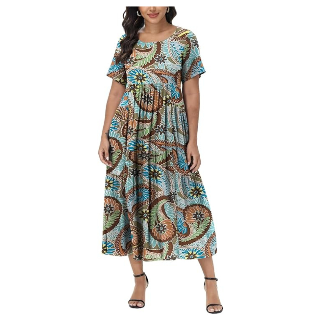 Women's Bohemian Floral Maxi Dress With Pockets (Various)