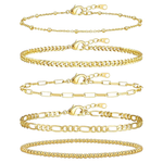 Women's 14K Gold Plated Stackable 6.8" Bracelet Stack Set