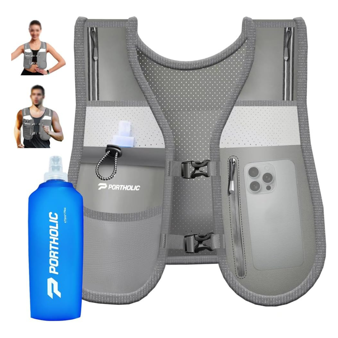 Unisex Hydration Running Vest With 17 Oz Bottle