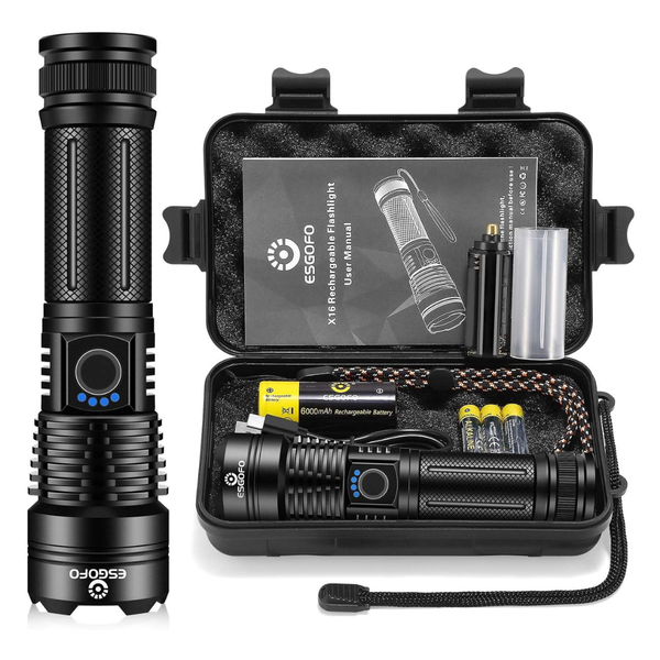 Esgofo 10000-Lumens Rechargeable Super Bright Handheld LED Flashlight
