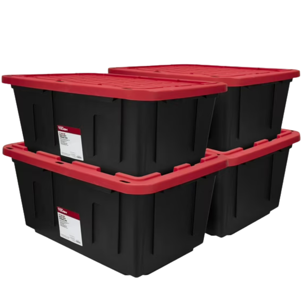 4-Count Hyper Tough 27-Gallon Stackable Storage Bins W/ Snap-On Lid