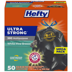 50-Count Hefty Ultra Strong 30-Gallon Drawstring Trash Bags