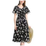 Women's Chiffon Floral V Neck Midi Dress (Various)