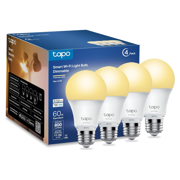 4-Pack TP-Link Tapo L510E 800 Lumens Smart Light Bulb