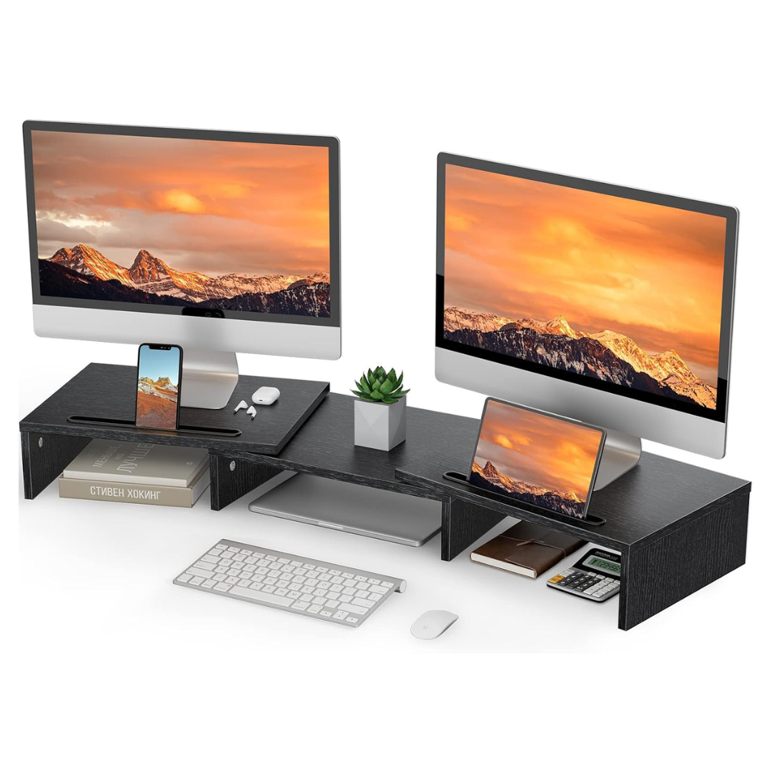 Dual Monitor Stand For 2 Monitors With Storage & Slot