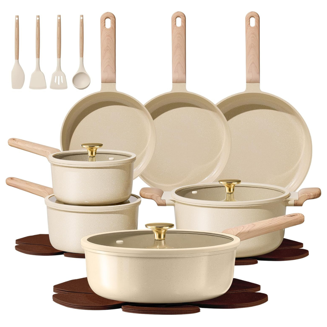 22-Piece Carote Non stick Ceramic Cookware Set