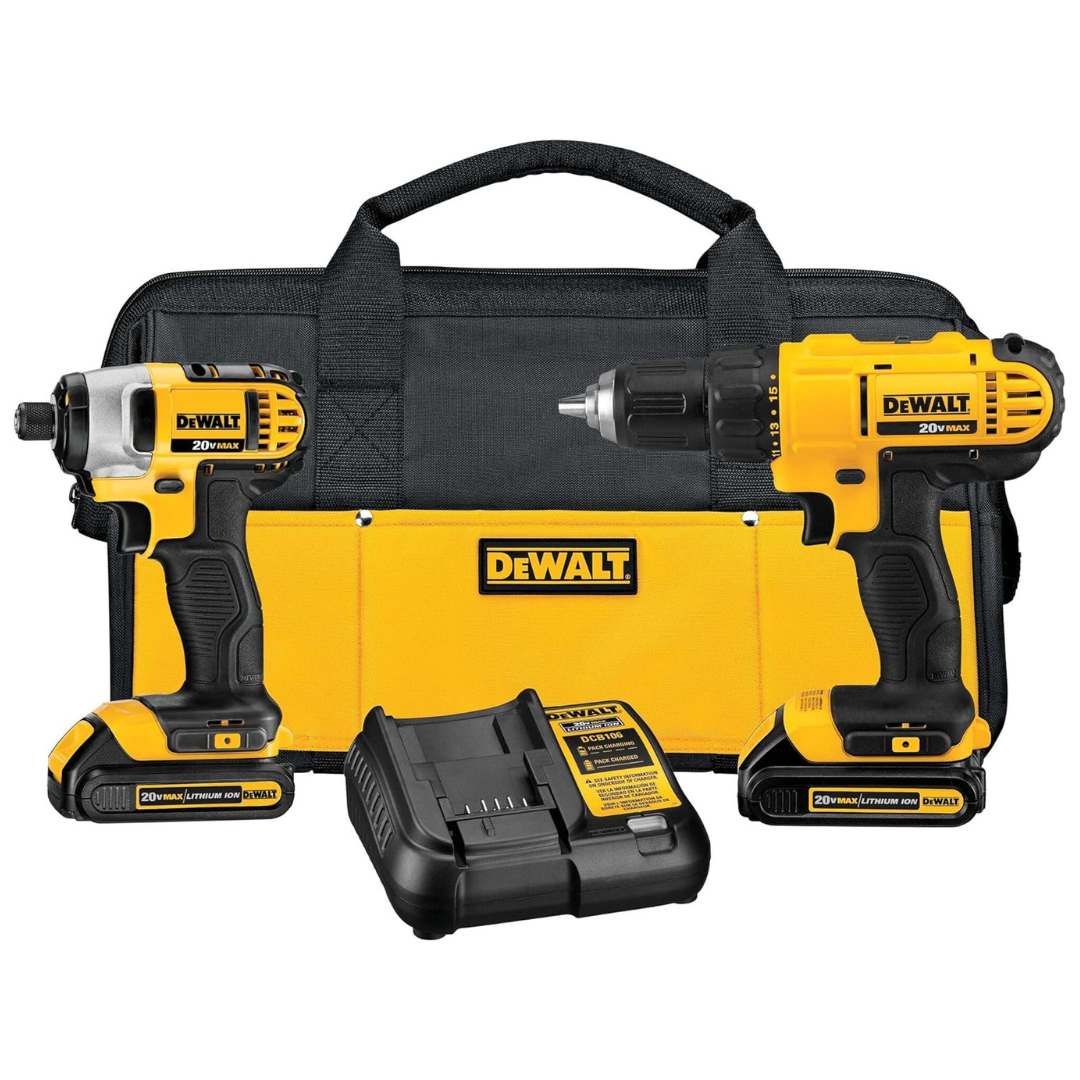 DEWALT 20V MAX Cordless Drill And Impact Driver, Power Tool Combo Kit , Includes 2 Batteries, Charger And Bag (DCK240C2)