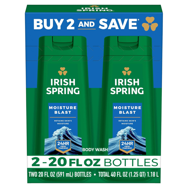 Irish Spring Moisture Blast Body Wash For Men, 20 Fl Oz (Pack Of 2)