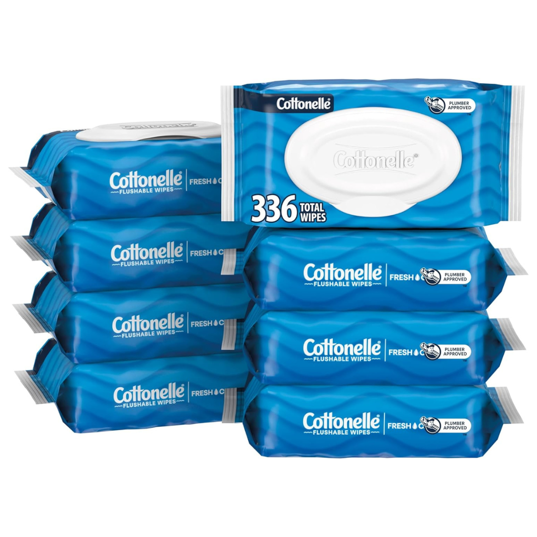 Cottonelle Fresh Feel Flushable Wet Wipes (8 Flip-Top Packs, 42 Wipes Per Pack, 336 Total Wipes)