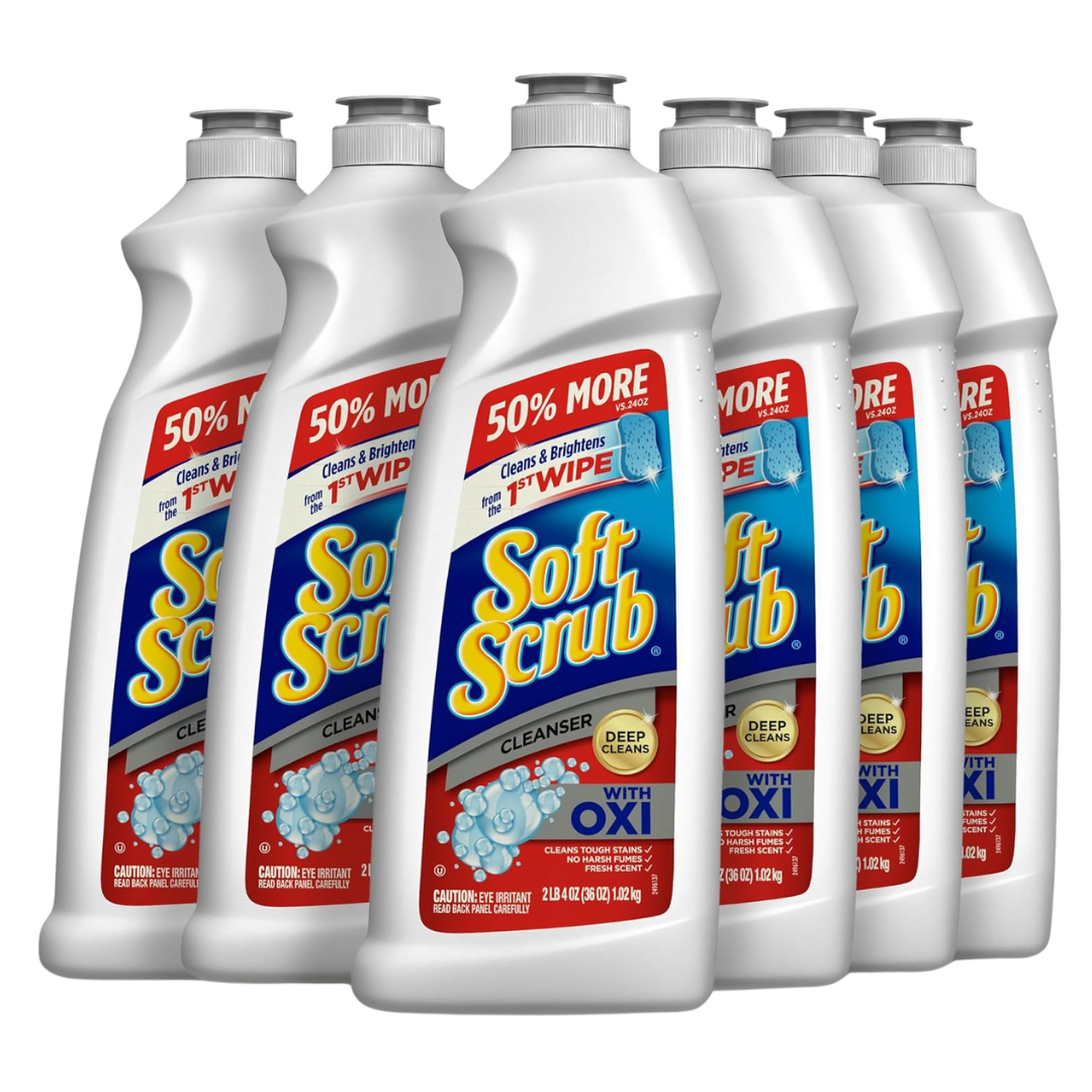 Soft Scrub Multi-Purpose Kitchen And Bathroom Cleanser With Oxi, 36 Ounce (Pack Of 6)