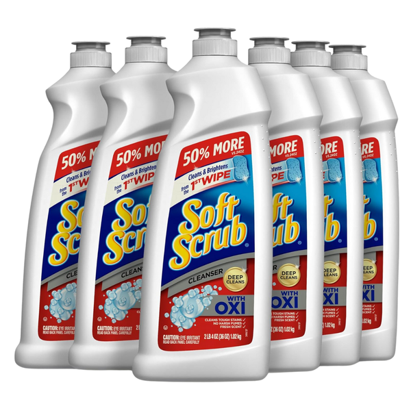 Soft Scrub Multi-Purpose Kitchen And Bathroom Cleanser With Oxi, 36 Ounce (Pack Of 6)