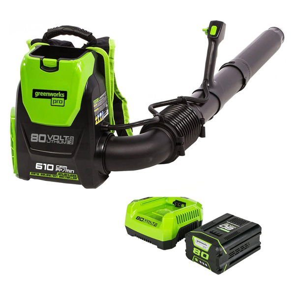 Greenworks 80V 610 CFM Cordless Brushless Backpack Blower W/ Battery