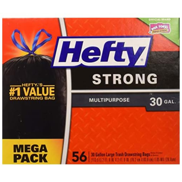 3-Pack Of 56-Count Hefty Strong 30-Gallon Large Drawstring Trash Bags