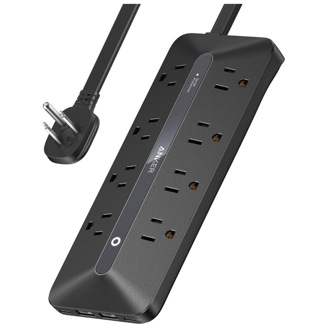 Anker 12-In-1 USB-C Flat Plug Power Strip (8x AC, 2x USB-C, 2x USB-A)