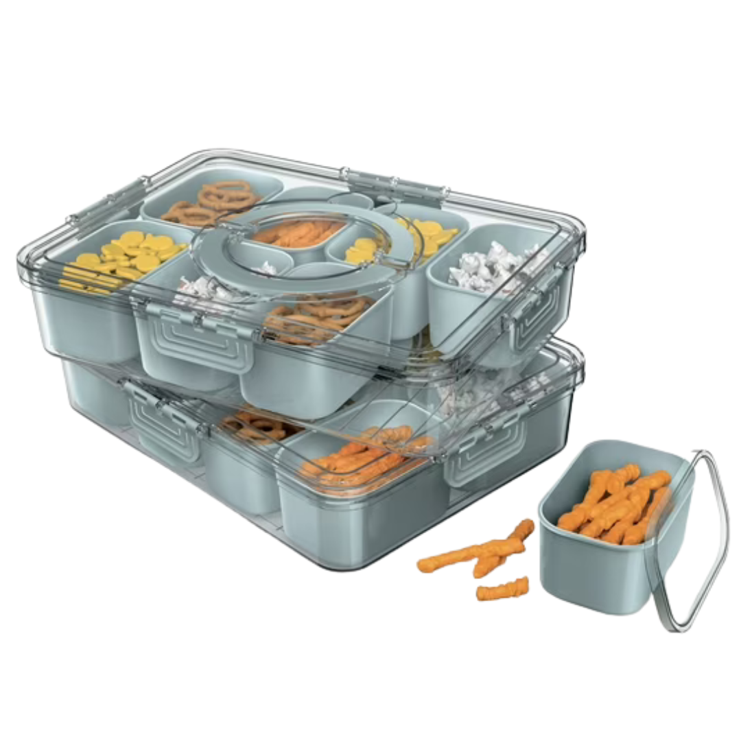 2-Pack Cook With Color 8-Compartment Snackle Box W/ Lids & Handle (4 Colors)
