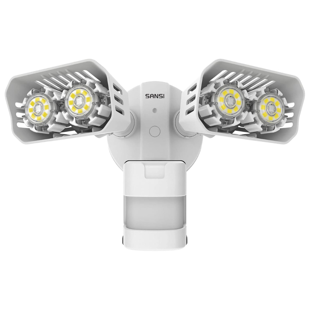 Sansi 18-Watt White Motion Activated Outdoor Integrated LED Flood Light