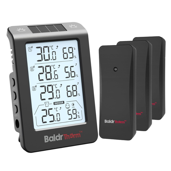 Wireless Temperature & Humidity Monitor With 330ft Range, 4.8" Digital Display