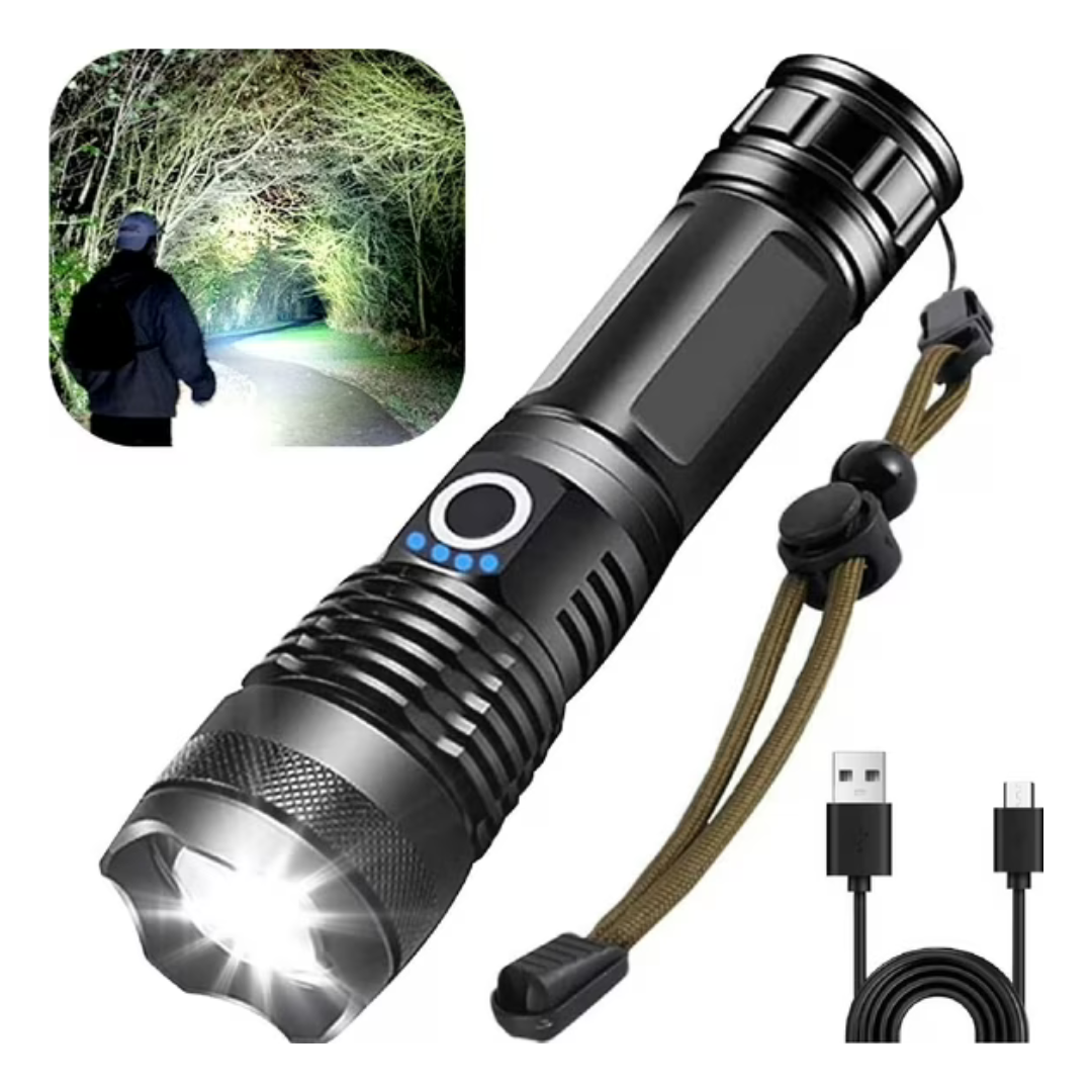 100000 Lumens USB Rechargeable LED Flashlight
