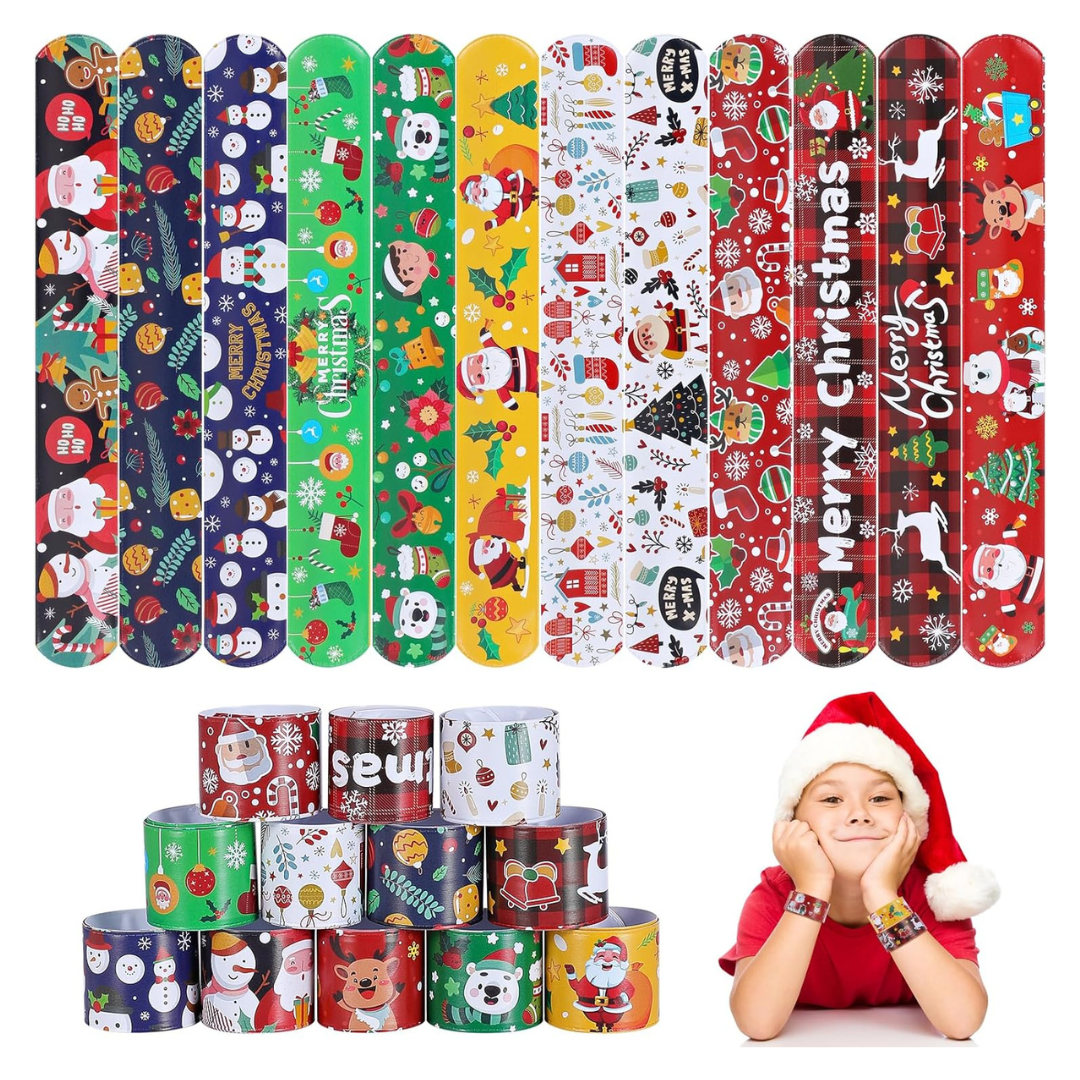 36-Piece Kids Christmas Slap Bracelets Party Favors Supplies