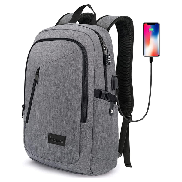 15.6" Mancro Laptop Backpack With USB Charging Port & Lock