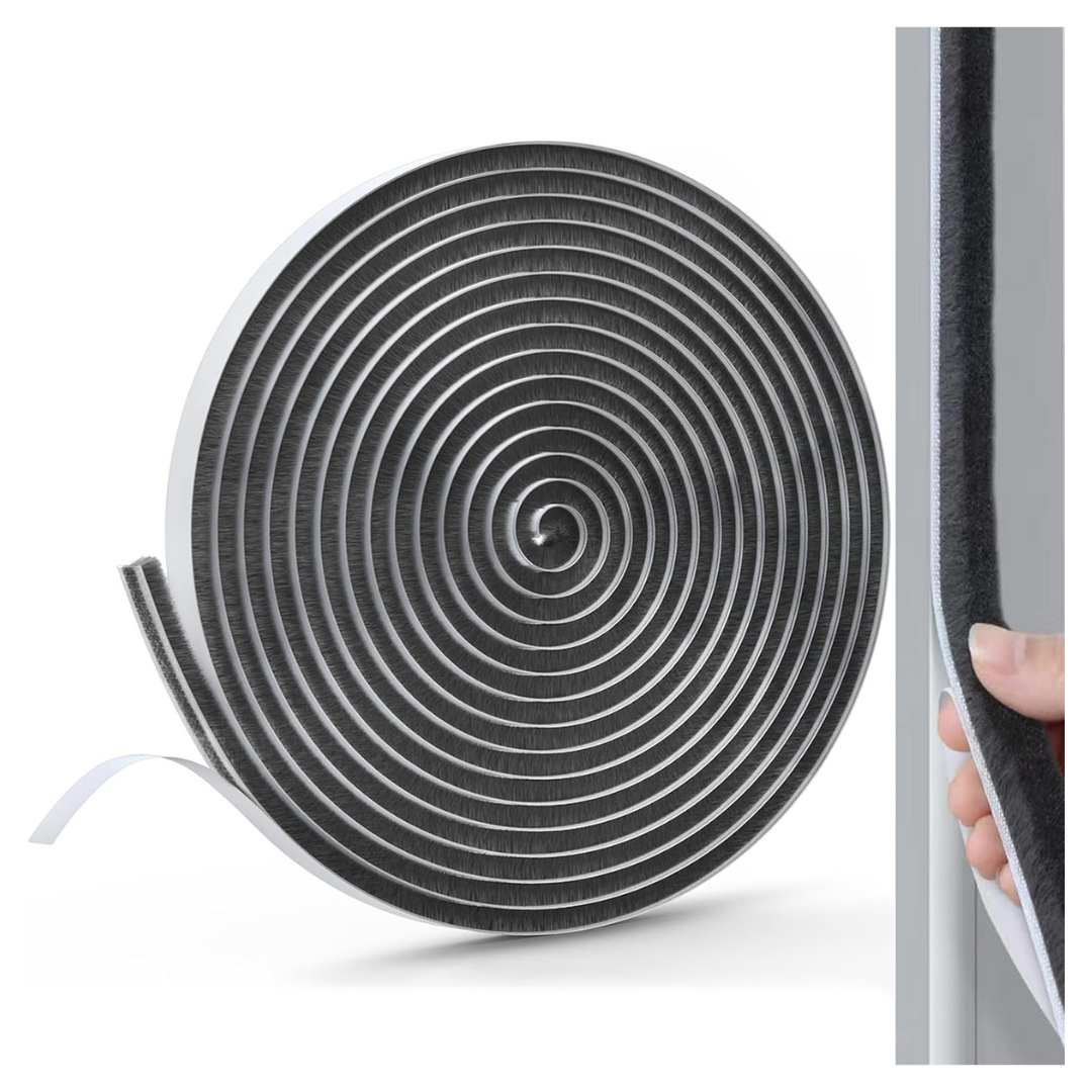 20FT Brush Weather Stripping Door & Window Seal Strip (Grey)