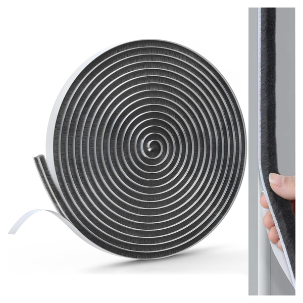 20FT Brush Weather Stripping Door & Window Seal Strip (Grey)
