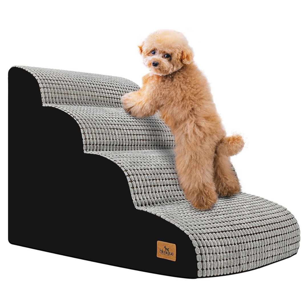 20.5" 4-Step Curved Durable Dog Ramp With Foam