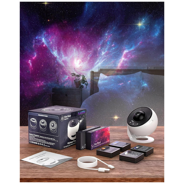360Deg Rotating Star Projector Galaxy Light With 12 HD Film Discs